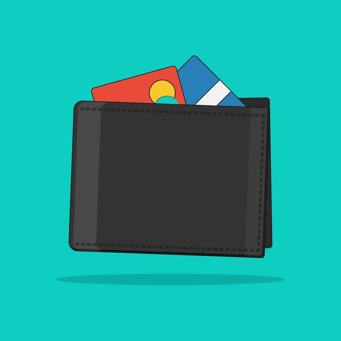 A leather wallet photographed on a plain surface